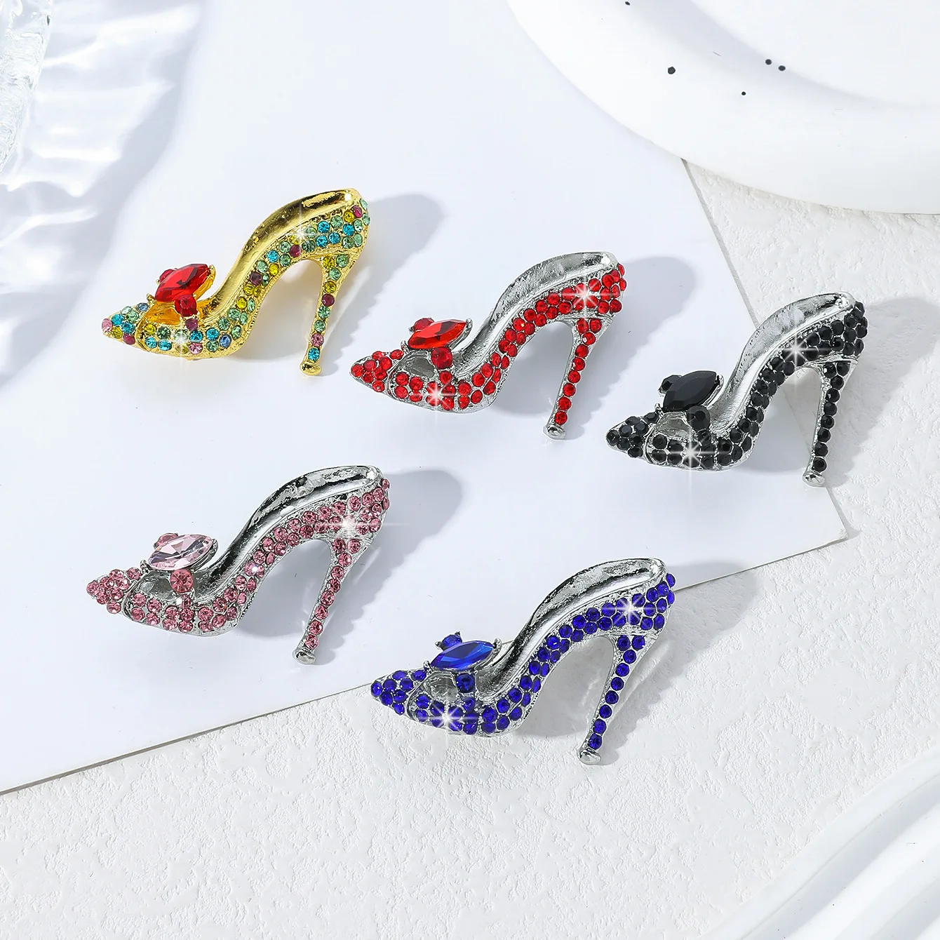 Suit Supply Wedding Party - Vintage Rhinestone High-Heel Shoe Brooch Pins