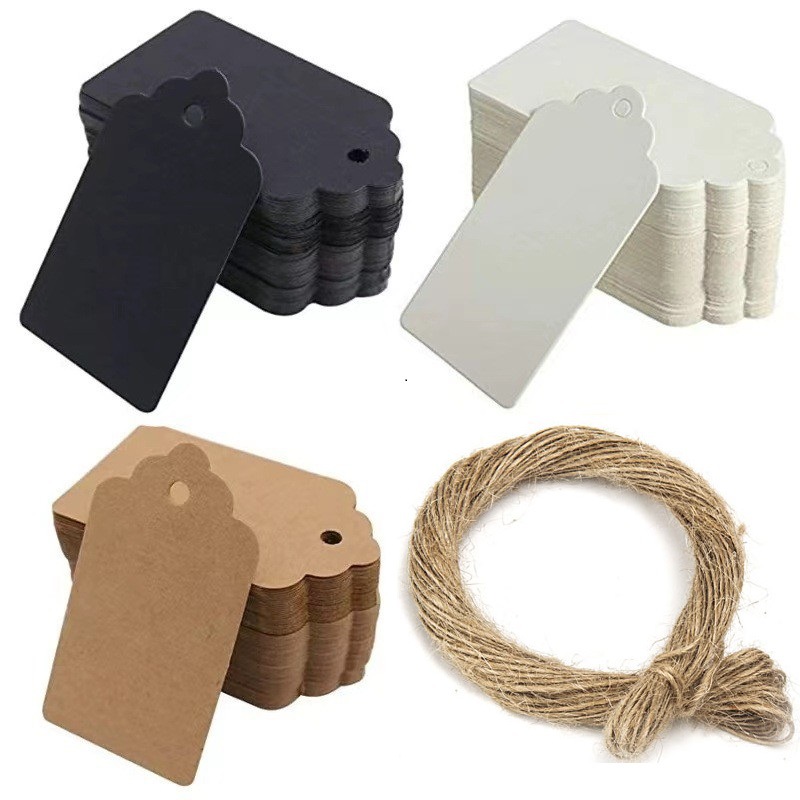 Wedding Souvenir - 100PCS Kraft Paper Tag with String