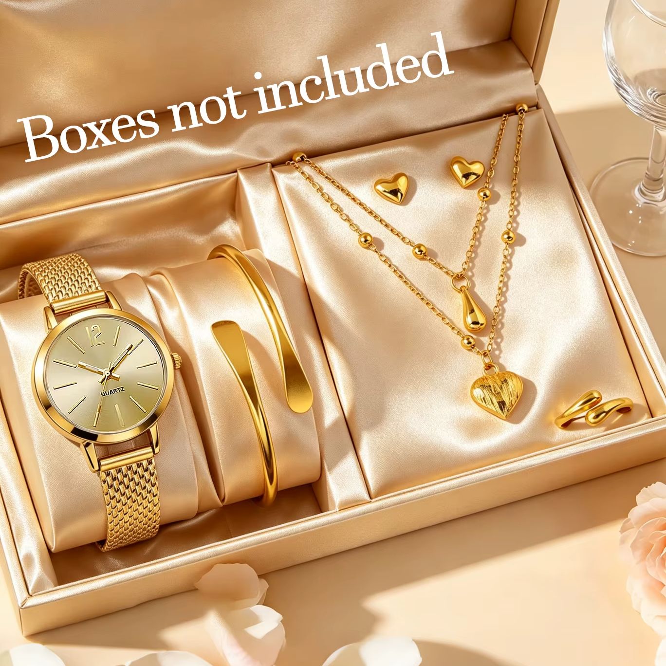 Wedding Package Gold - Women's 6-Piece Gold Watch and Jewelry
