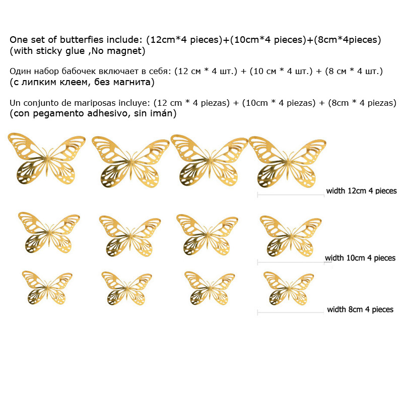 12Pcs/Set Gold Silver Hollow B - Wedding Package Gold recension och pris