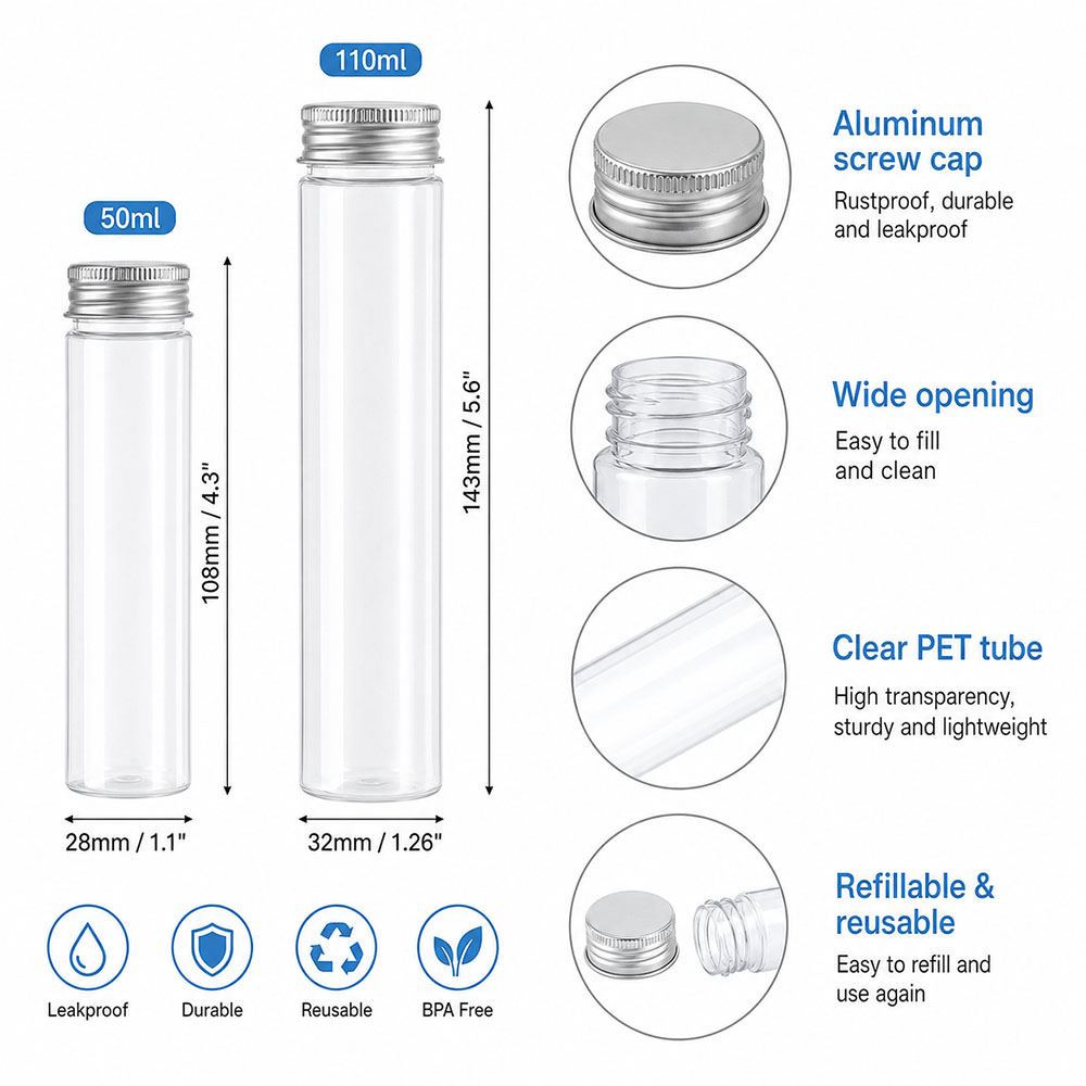 20pcs 50ml/100ml Clear Flat Tu - Wedding Souvenir recension och pris