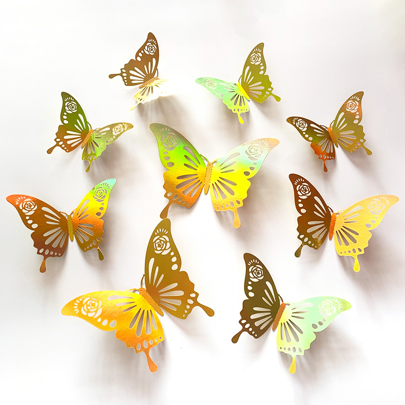 12 Pcs Gold 3D Hollow Butterfl - Wedding Package Gold recension och pris