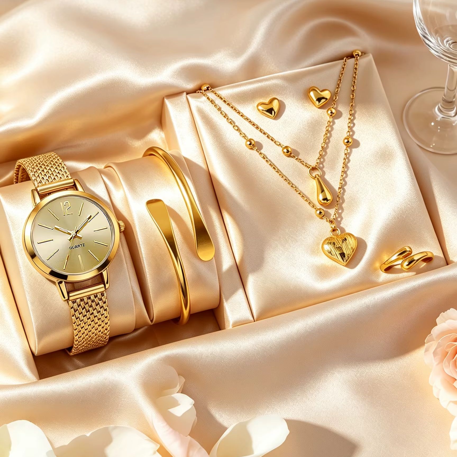 Women's 6-Piece Gold Watch and - Wedding Package Gold recension och pris